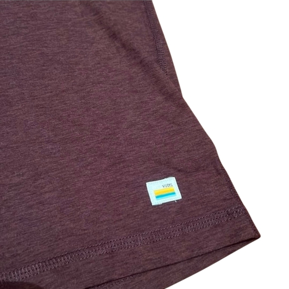 Vuori Long Sleeve Ease Performance Henley in Mahogany Heather - Picture 6 of 9